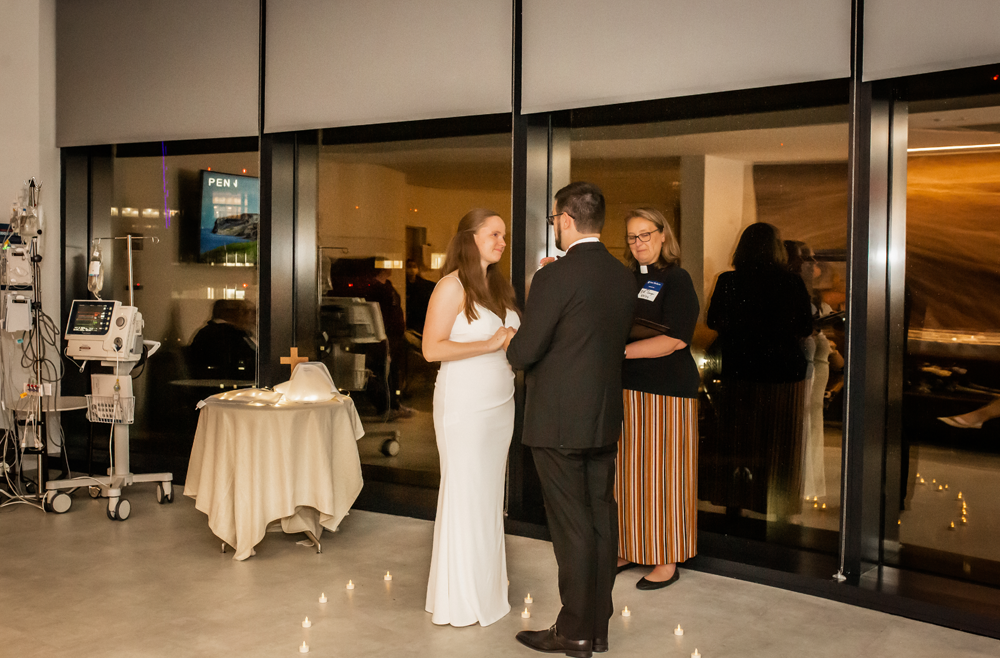 Andrew and Nicole say their vows on the cardiac intensive care unit.